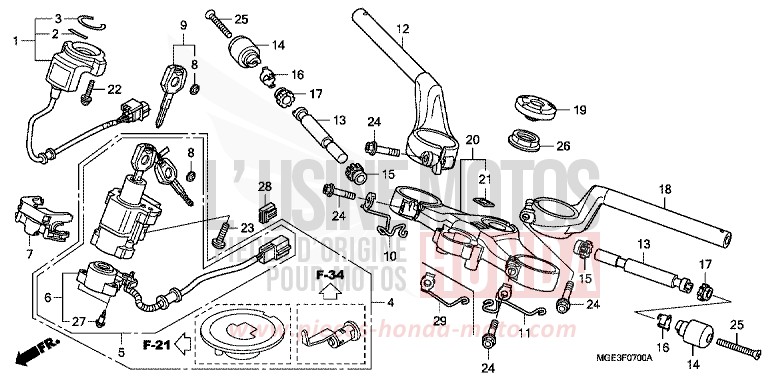 HANDLE PIPE/TOP BRIDGE for VFR1200F Dual Clutch TITANIUM BLADE METALLIC (YR316) from 2013